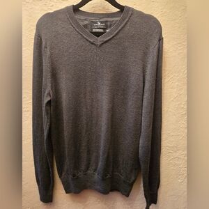 Marc Ecko Cut & Sew Merino Wool V-Neck Sweater Grey M